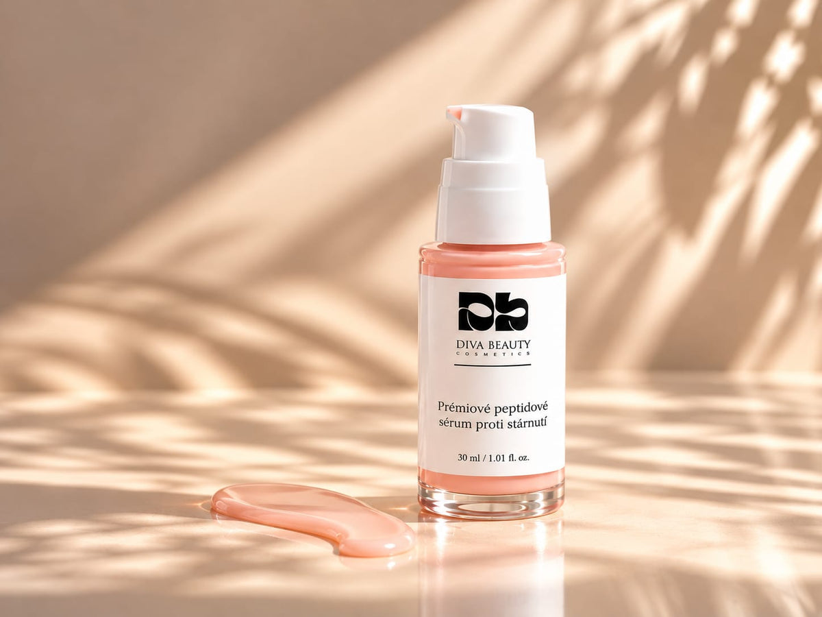 Prémiové peptidové sérum DIVA BEAUTY COSMETICS v růžové lahvičce s pumpičkou, 30 ml